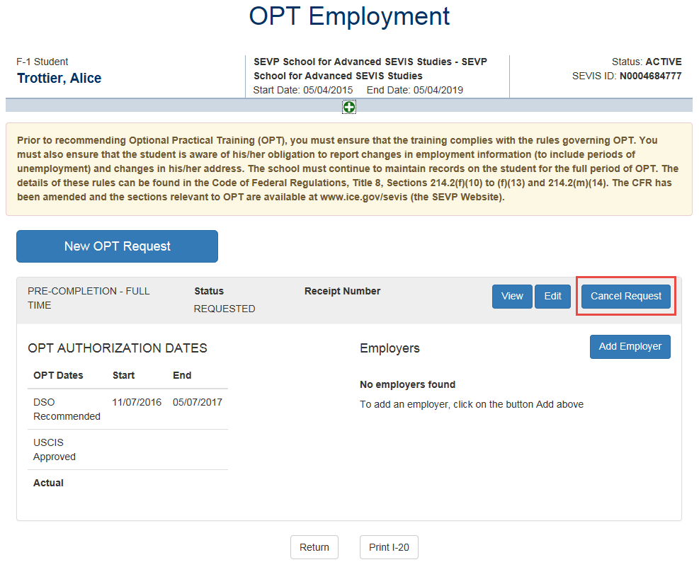 F1 Optional Practical Training (OPT) Study in the States